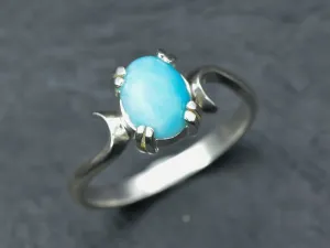 Genuine Larimar Ring - Blue Engagement Ring - Artistic Solitaire Ring