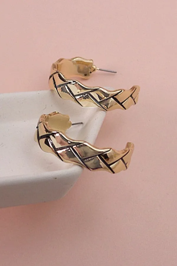 Geometric Braid Hoop Earrings-Gold