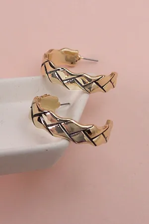 Geometric Braid Hoop Earrings-Gold