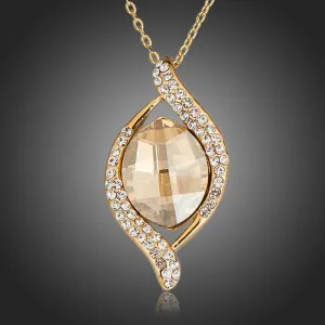 Geometric Champagne Crystal Pendant Necklace