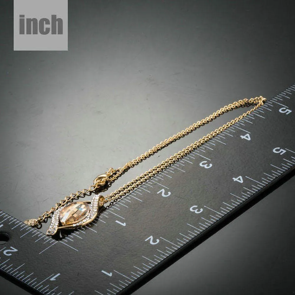 Geometric Champagne Crystal Pendant Necklace