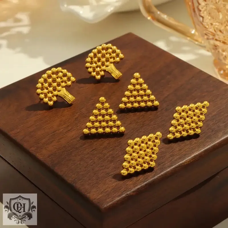 Geometric Gold Bead Earrings