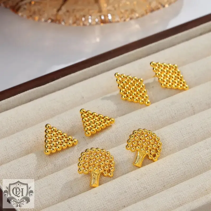 Geometric Gold Bead Earrings