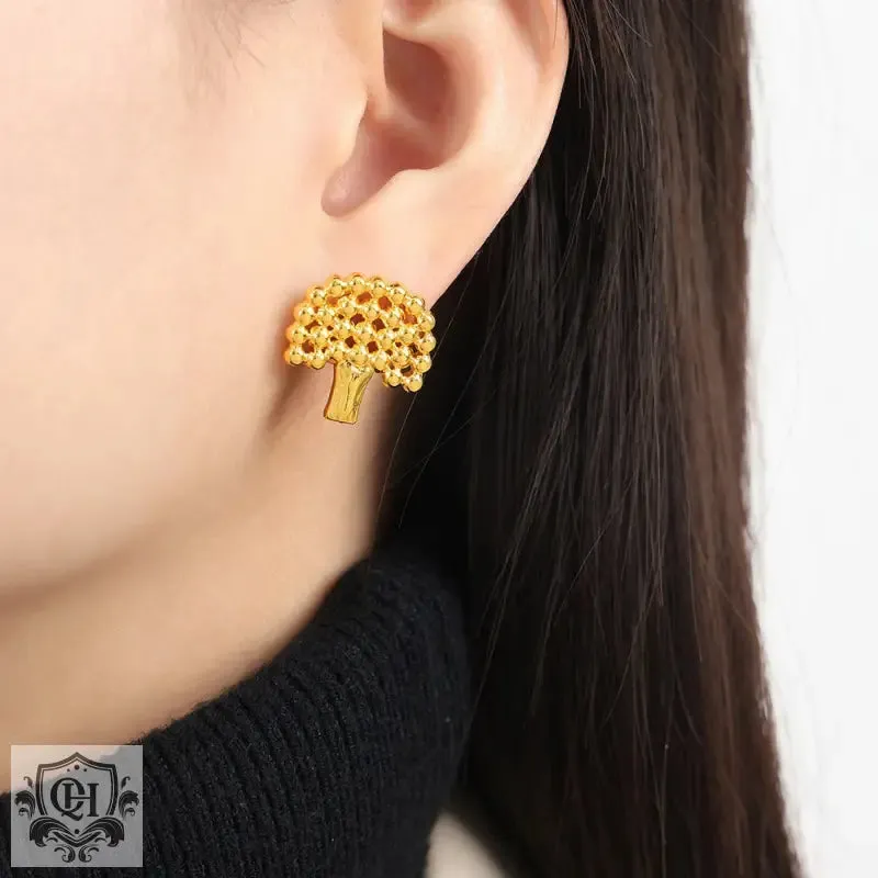 Geometric Gold Bead Earrings