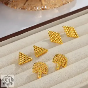 Geometric Gold Bead Earrings