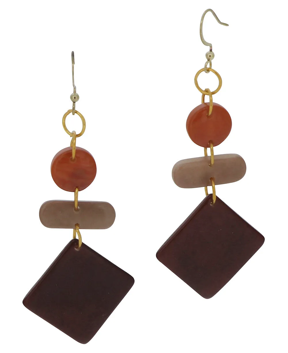 Geometric Tagua Nut Hook Earrings