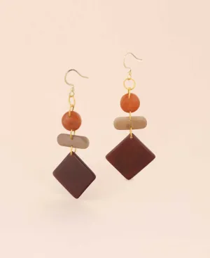 Geometric Tagua Nut Hook Earrings