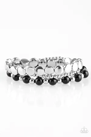 Girly Girl Glamour - Black Bracelet-Paparazzi