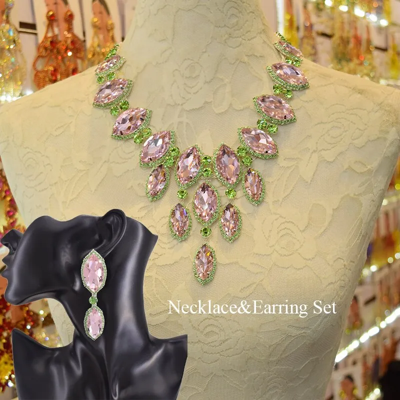 Glass Rhinestones strass Big Necklace for Bridal Wedding pendant necklaces