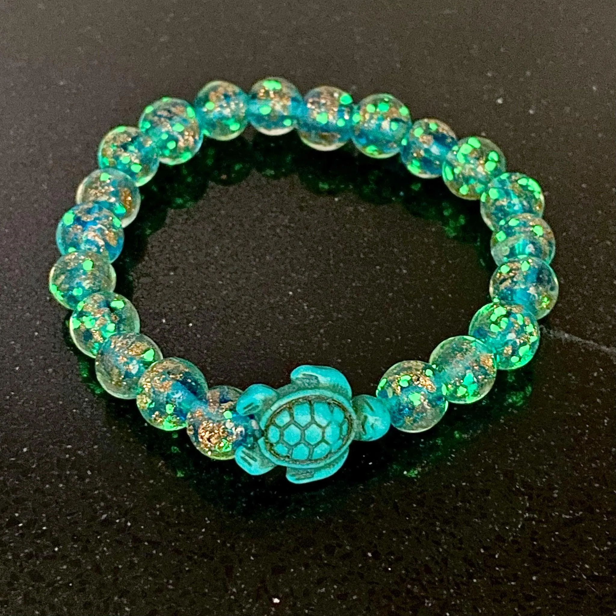 Glowing Glass Bead Sea Turtle Bracelet