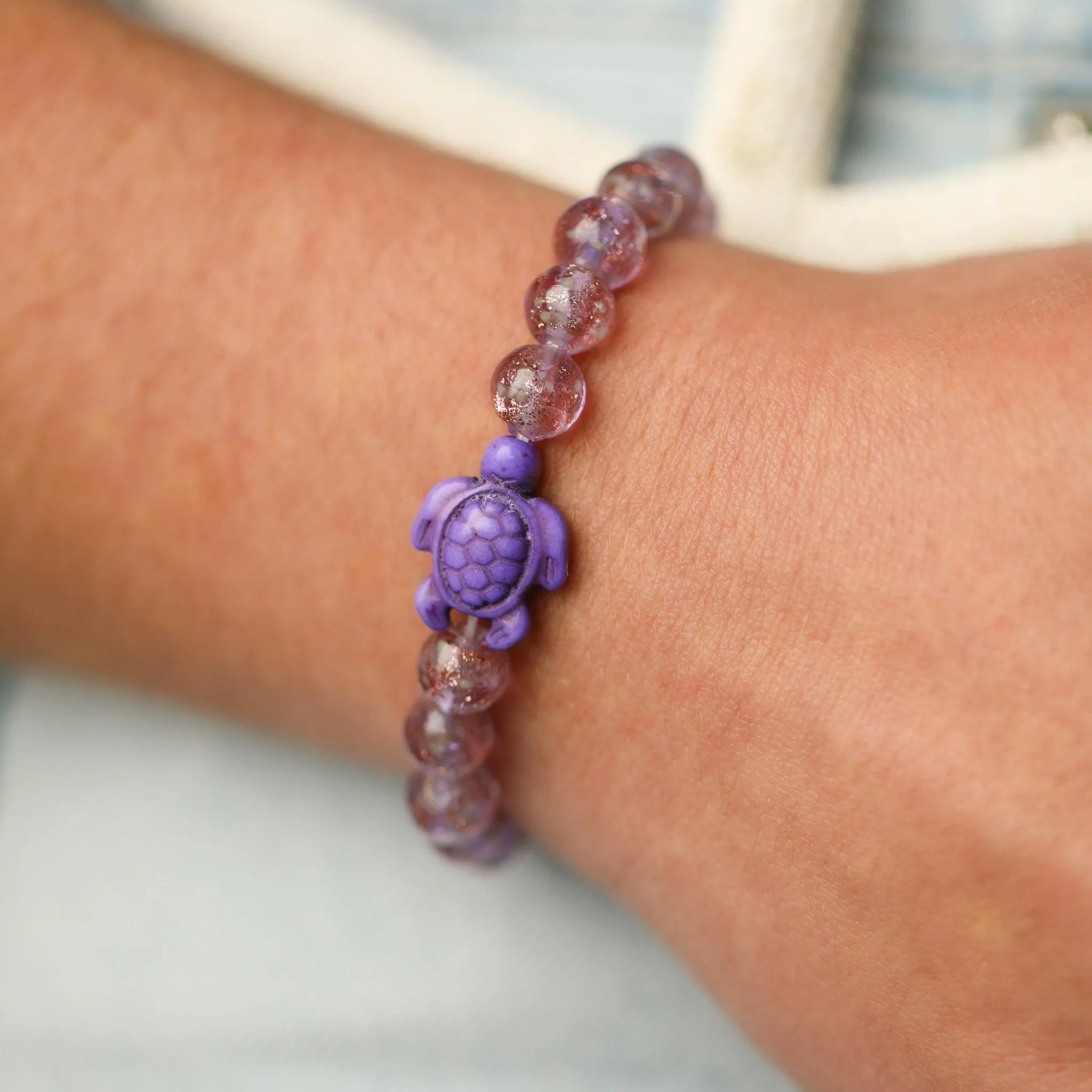 Glowing Glass Bead Sea Turtle Bracelet