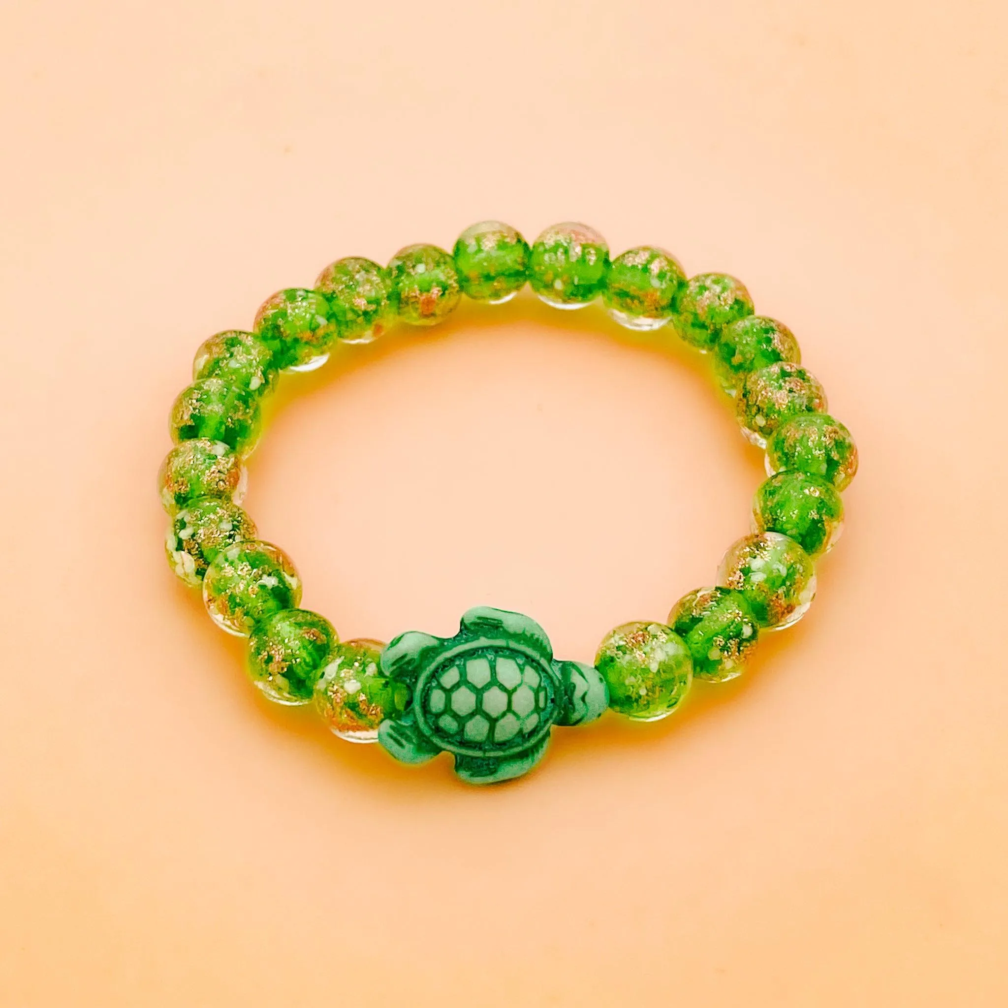 Glowing Glass Bead Sea Turtle Bracelet