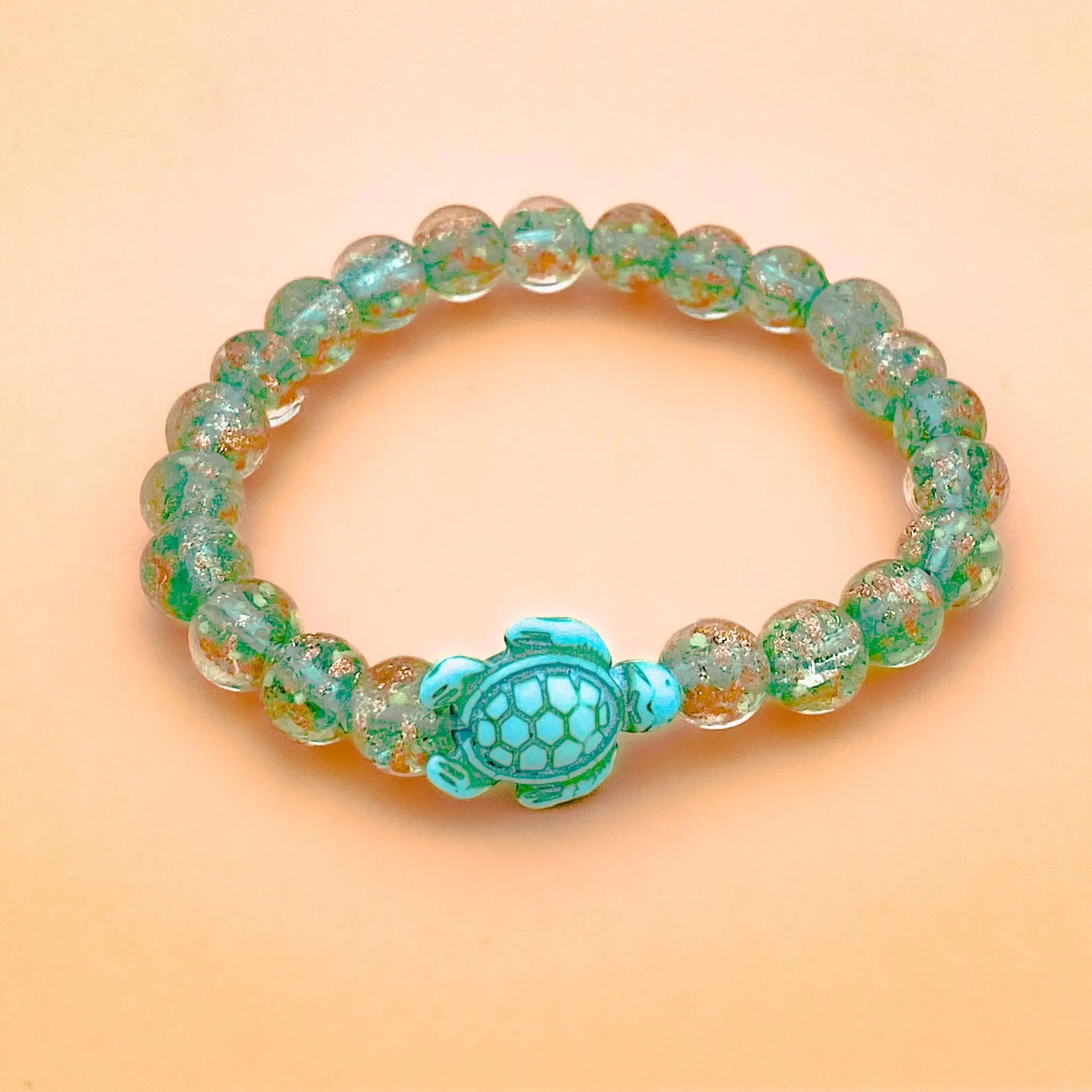 Glowing Glass Bead Sea Turtle Bracelet
