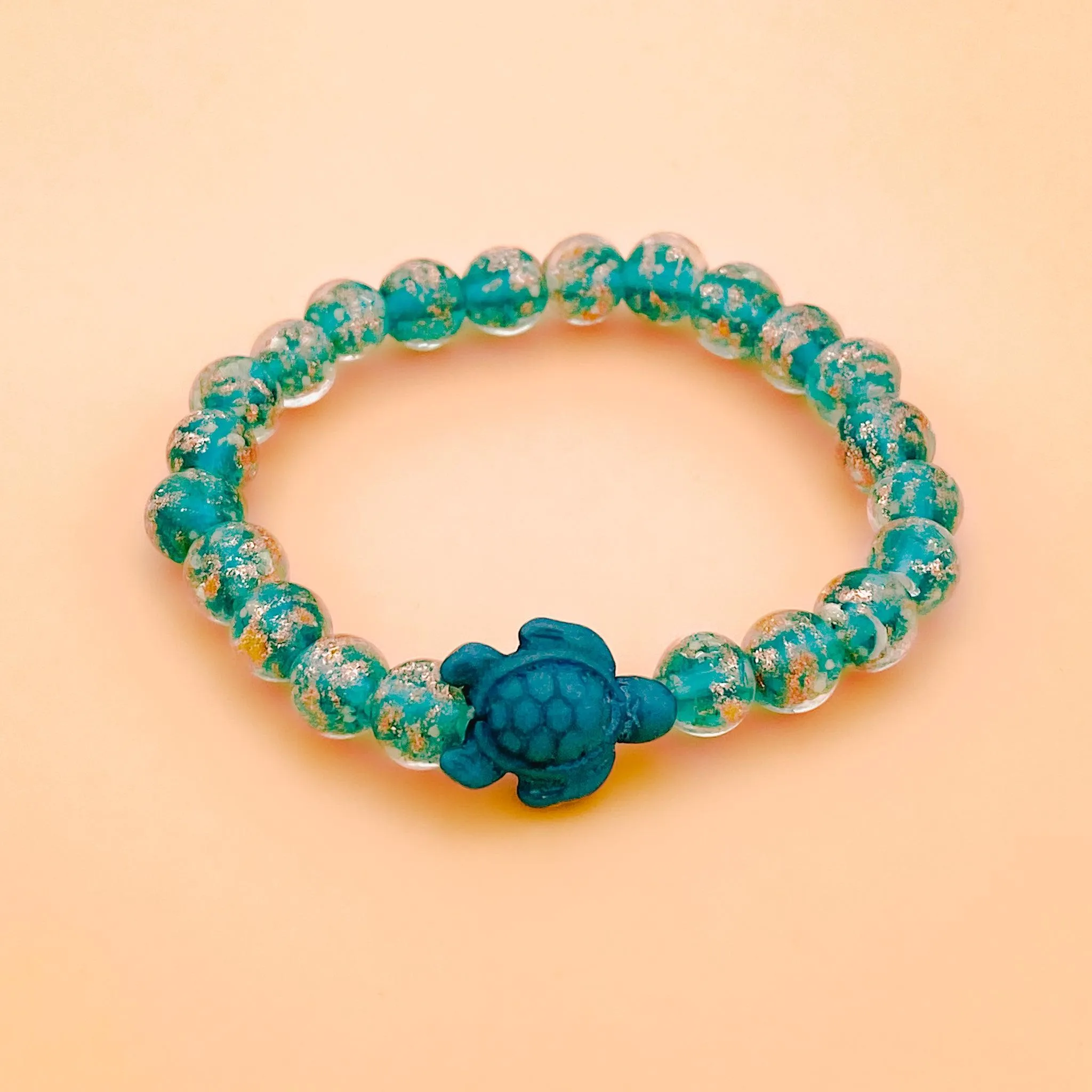 Glowing Glass Bead Sea Turtle Bracelet