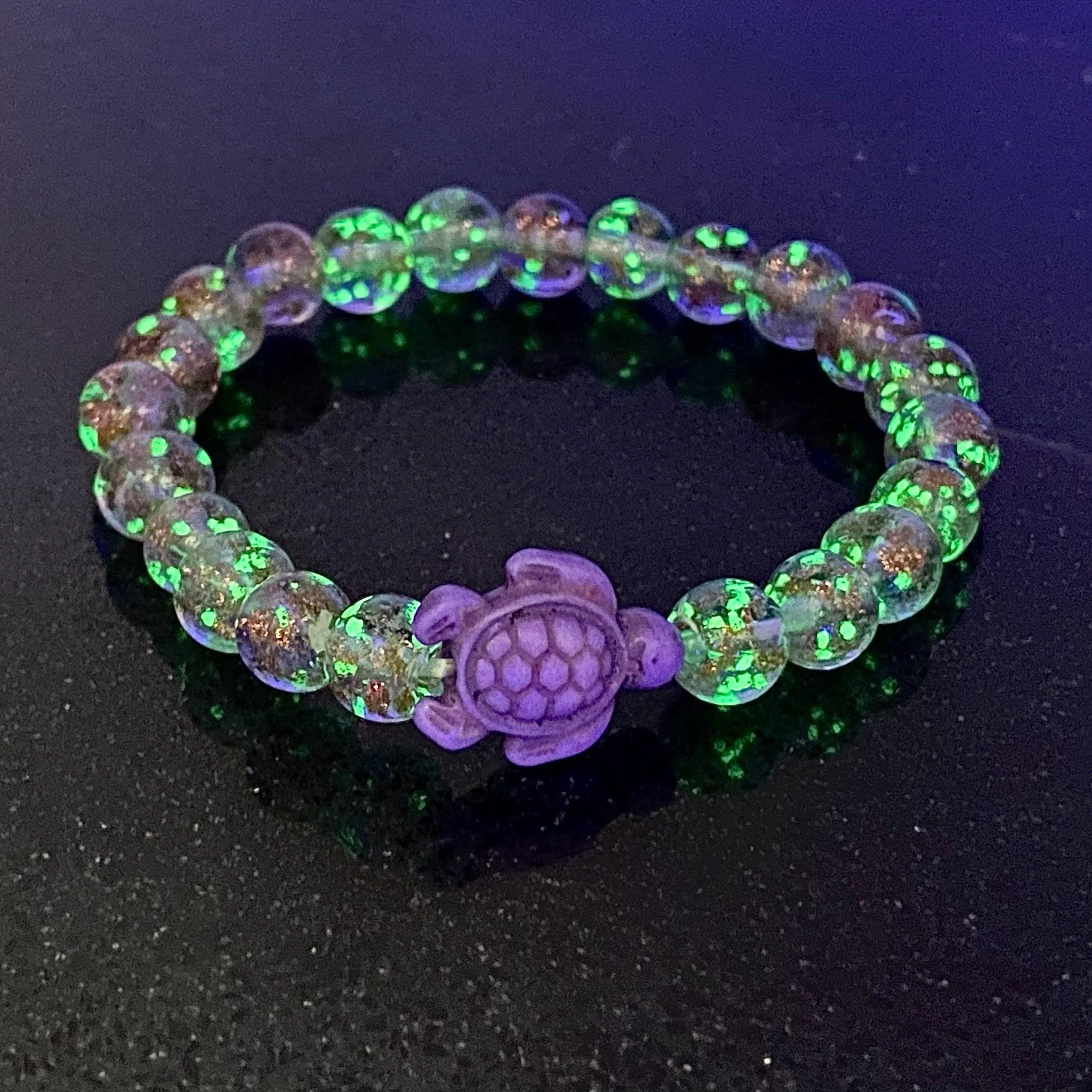 Glowing Glass Bead Sea Turtle Bracelet