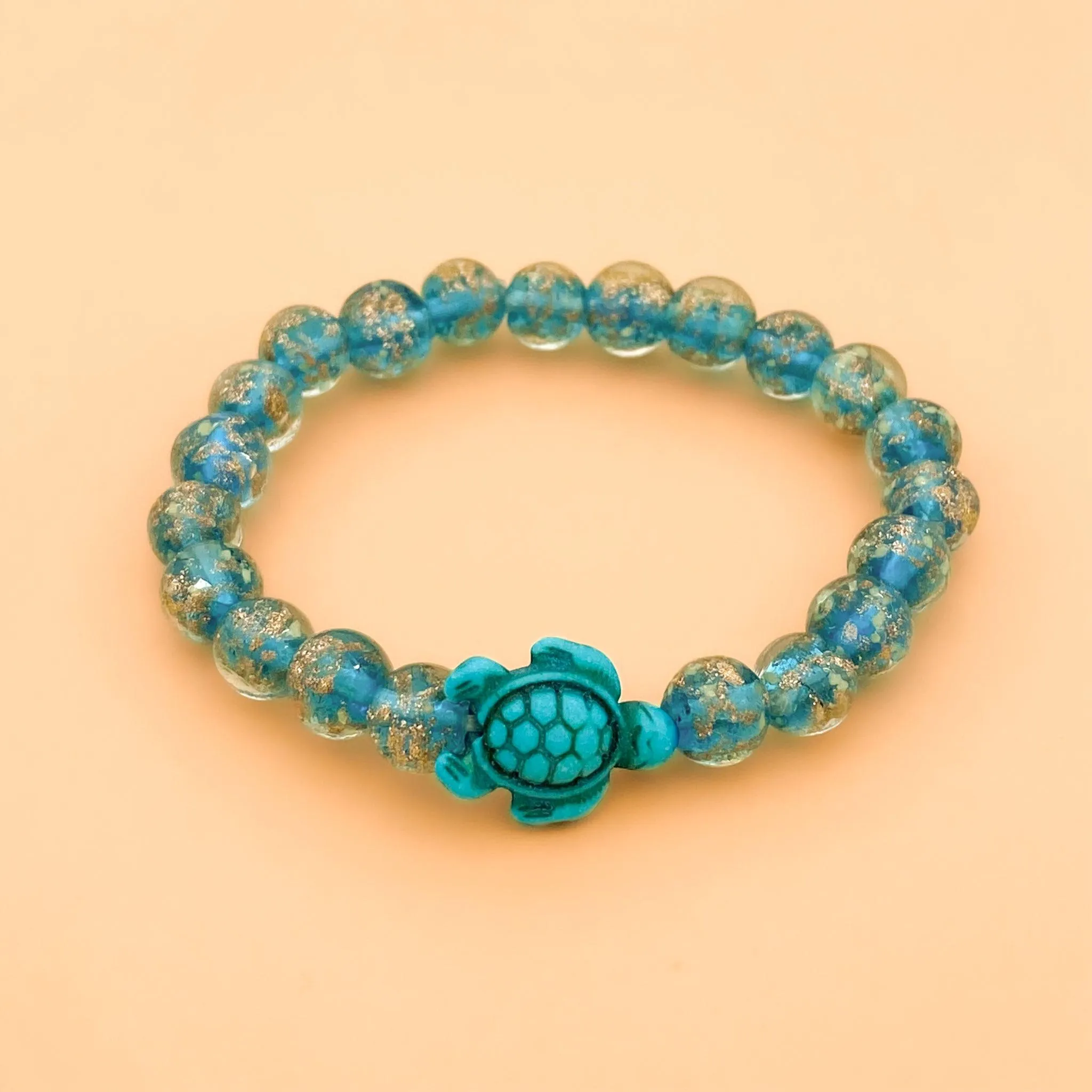 Glowing Glass Bead Sea Turtle Bracelet