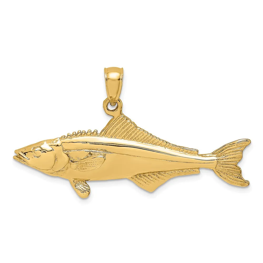 Gold 3D Polished Cobia Fish Pendant