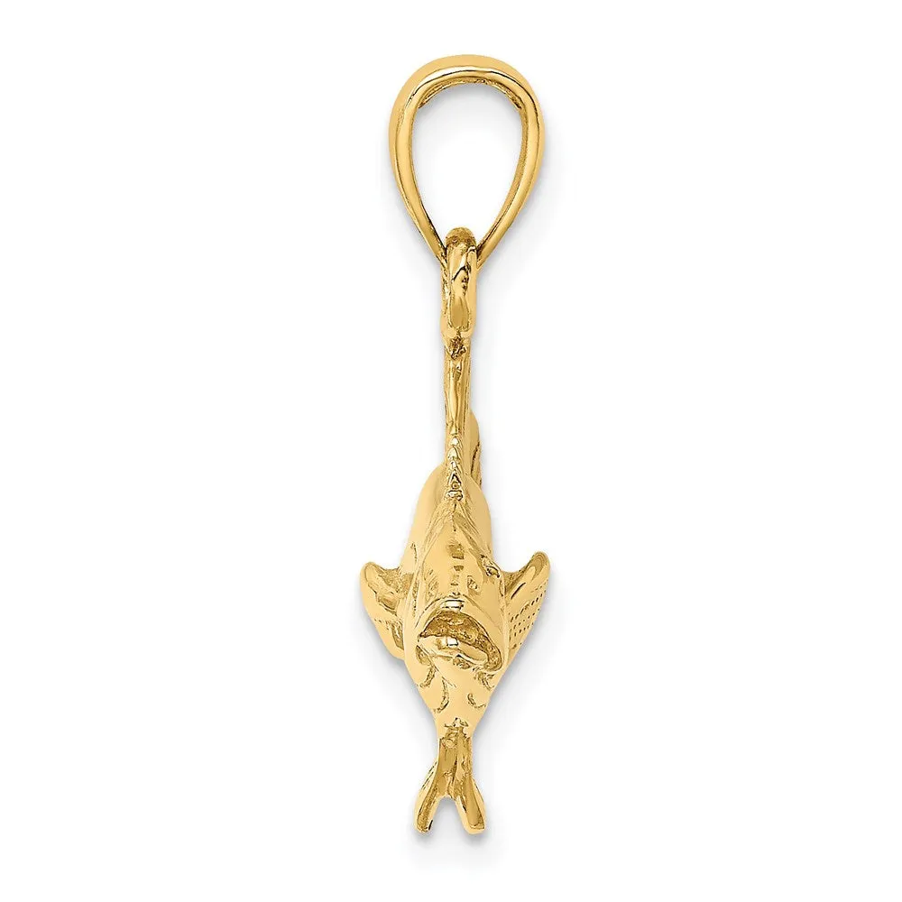 Gold 3D Polished Cobia Fish Pendant