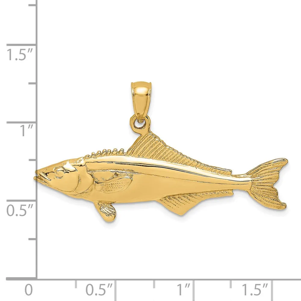Gold 3D Polished Cobia Fish Pendant