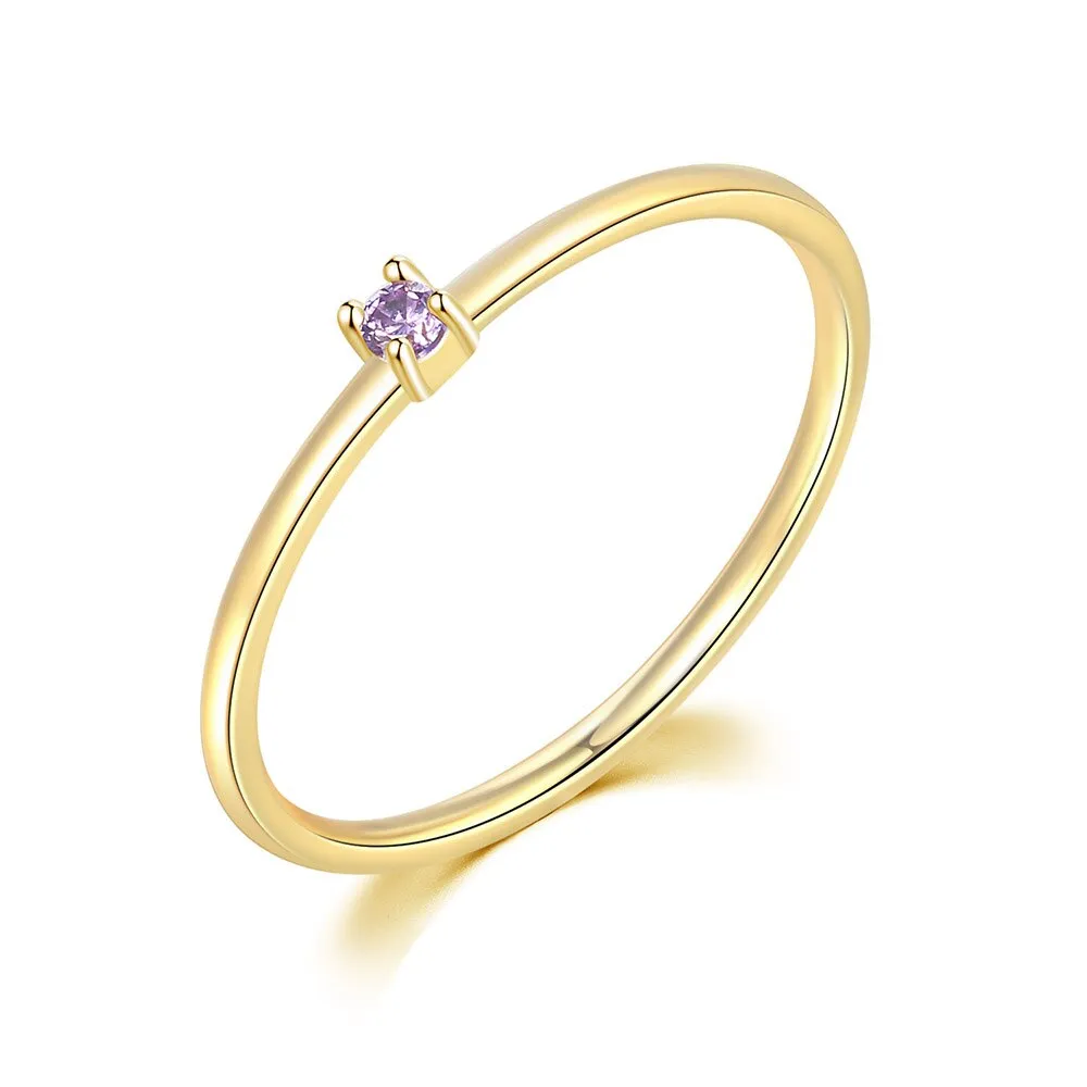 Gold Color Cubic Zirconia Wedding Engagement Dainty Eternity Bride Ring