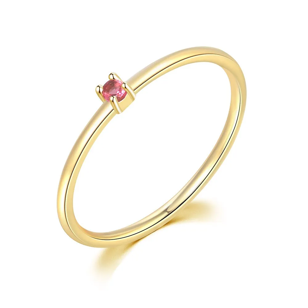 Gold Color Cubic Zirconia Wedding Engagement Dainty Eternity Bride Ring