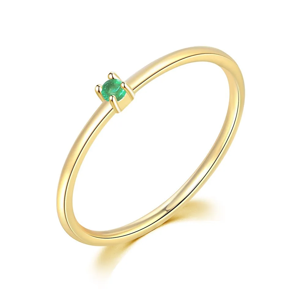 Gold Color Cubic Zirconia Wedding Engagement Dainty Eternity Bride Ring