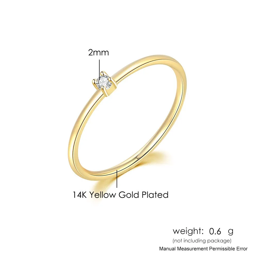 Gold Color Cubic Zirconia Wedding Engagement Dainty Eternity Bride Ring