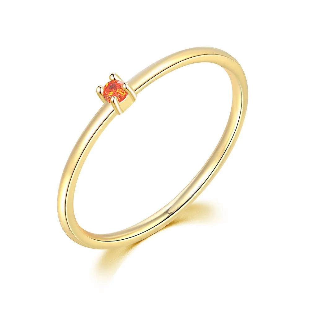 Gold Color Cubic Zirconia Wedding Engagement Dainty Eternity Bride Ring