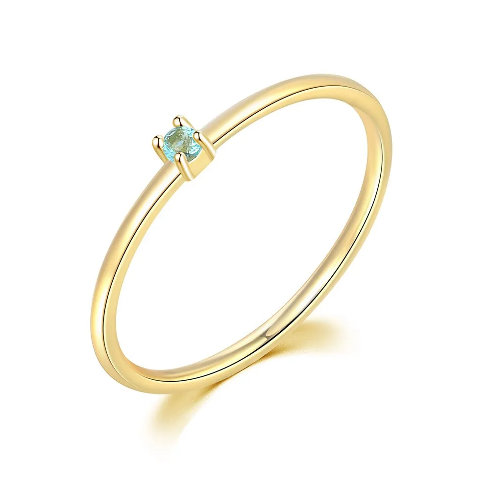 Gold Color Cubic Zirconia Wedding Engagement Dainty Eternity Bride Ring