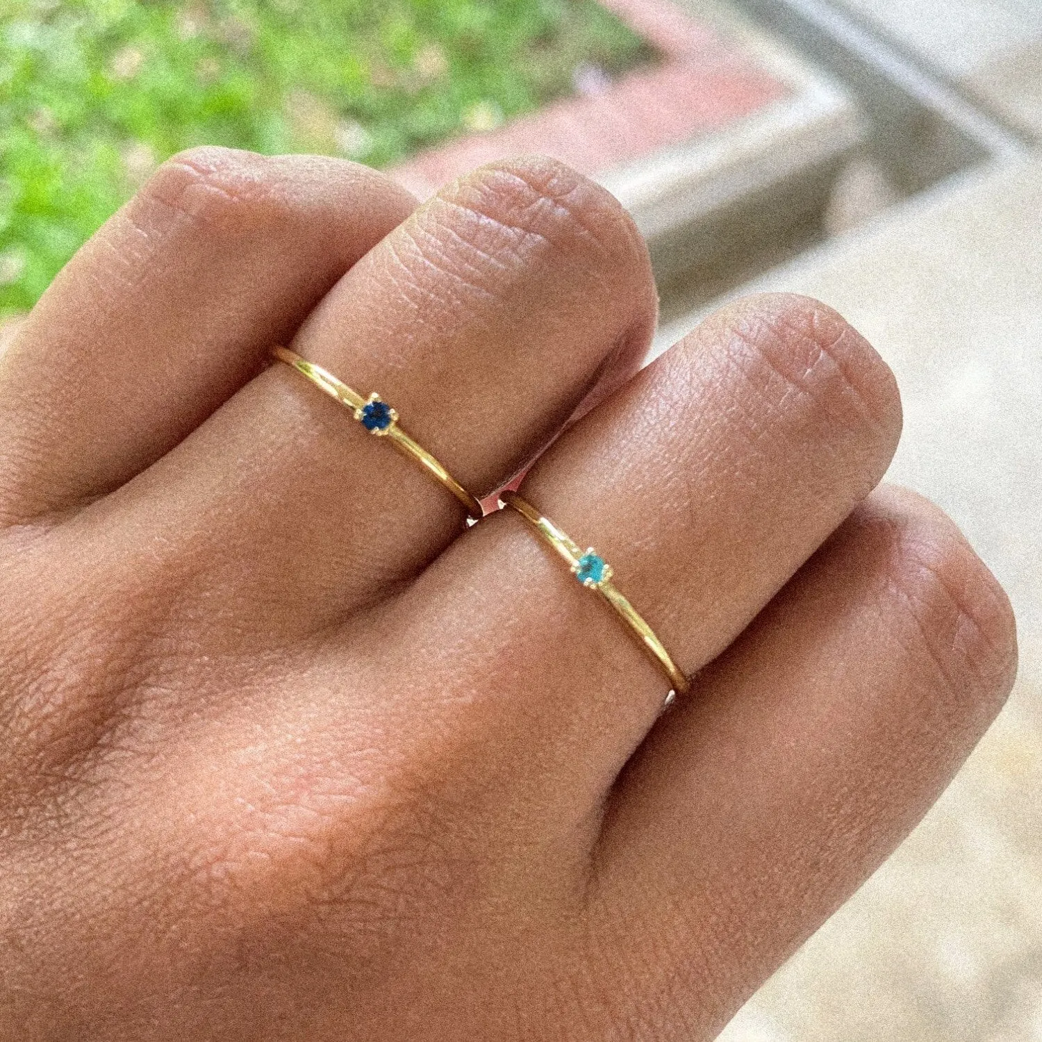 Gold Color Cubic Zirconia Wedding Engagement Dainty Eternity Bride Ring