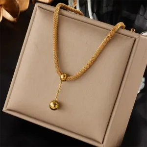 Gold Color Pendant Necklaces for Women Ball Pendant Joker Necklace