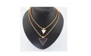 Gold Double Layer Chain Triangle Pendant Necklace