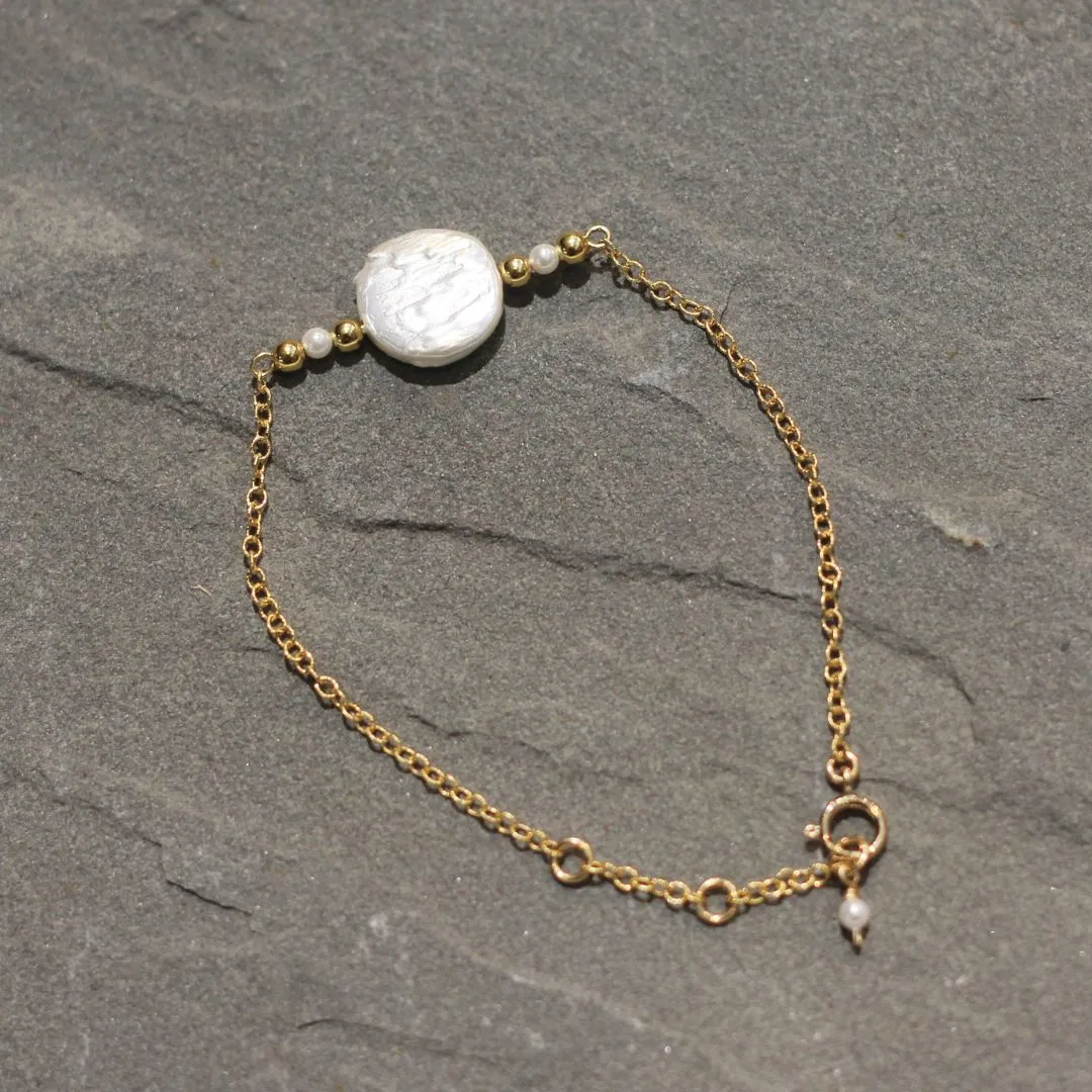 Gold-fill Pearl Bead Bracelet