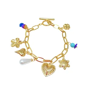 Gold Floral Heart Charm Bracelet | Nature-Inspired Jewelry | Innerplane