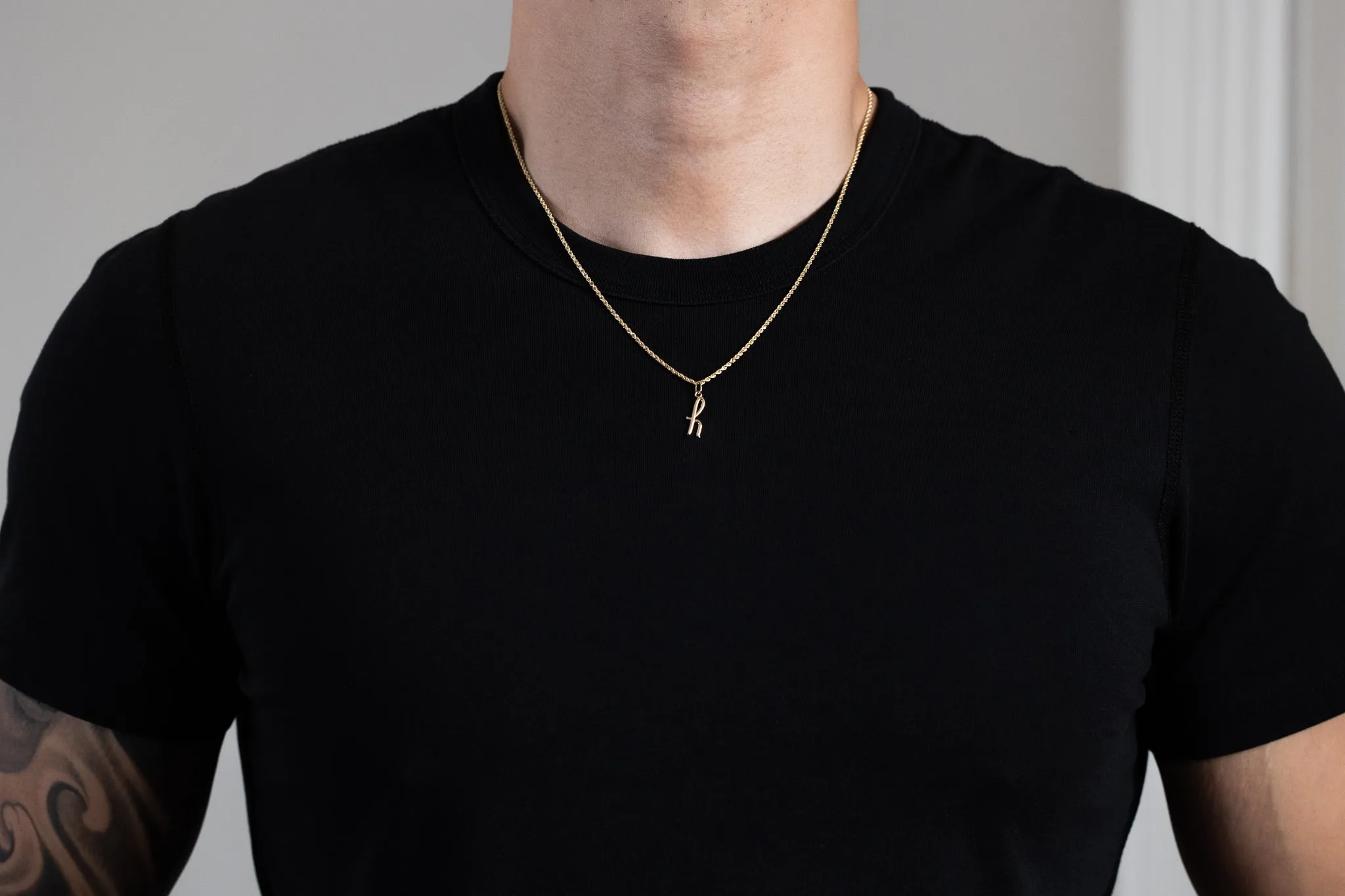 Gold Lowercase Initial "h" Pendant Model-YC1060