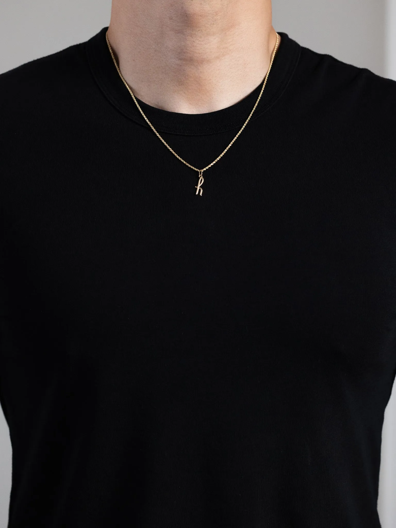 Gold Lowercase Initial "h" Pendant Model-YC1060