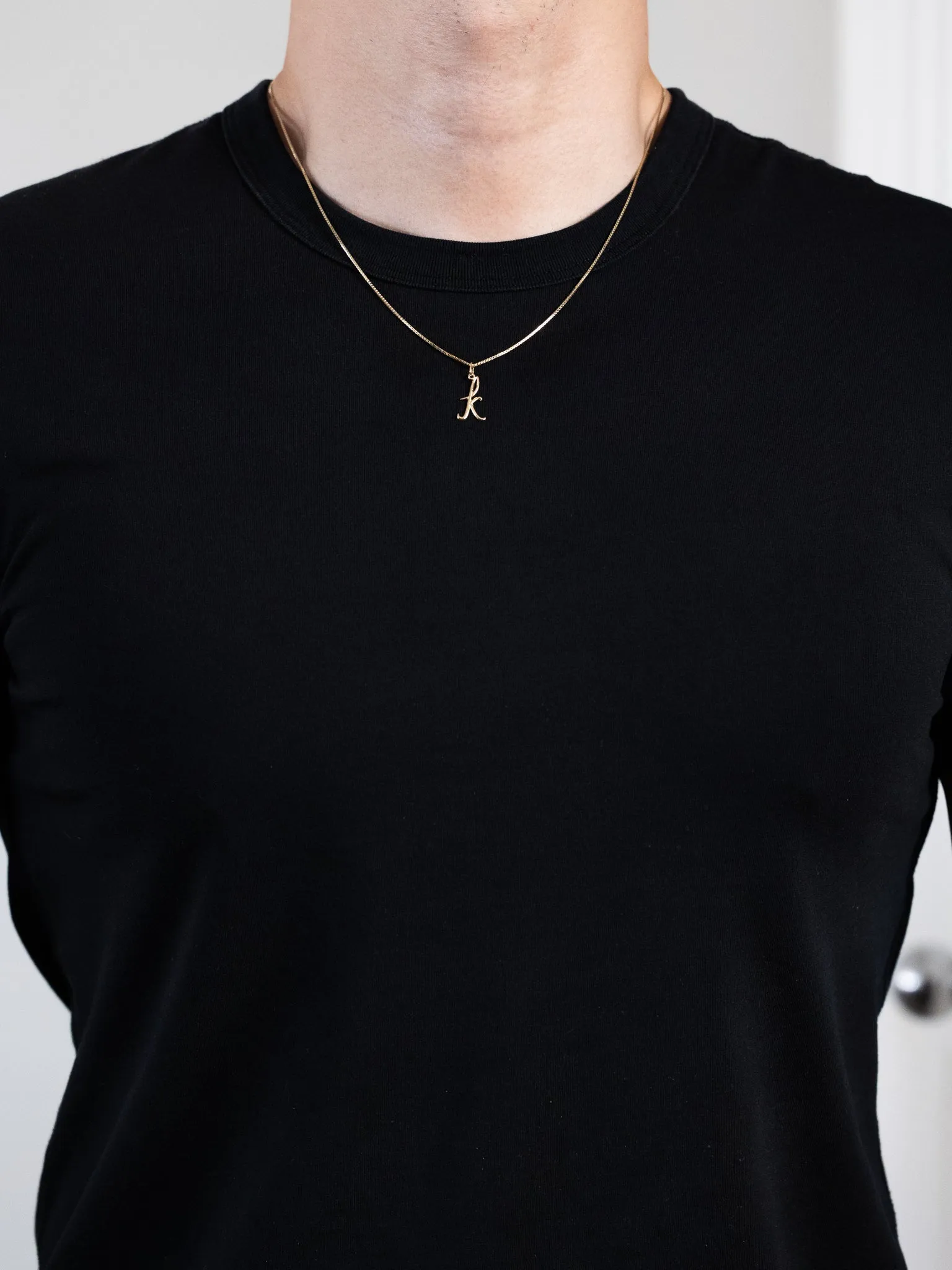 Gold Lowercase Initial "k" Pendant Model-YC1060