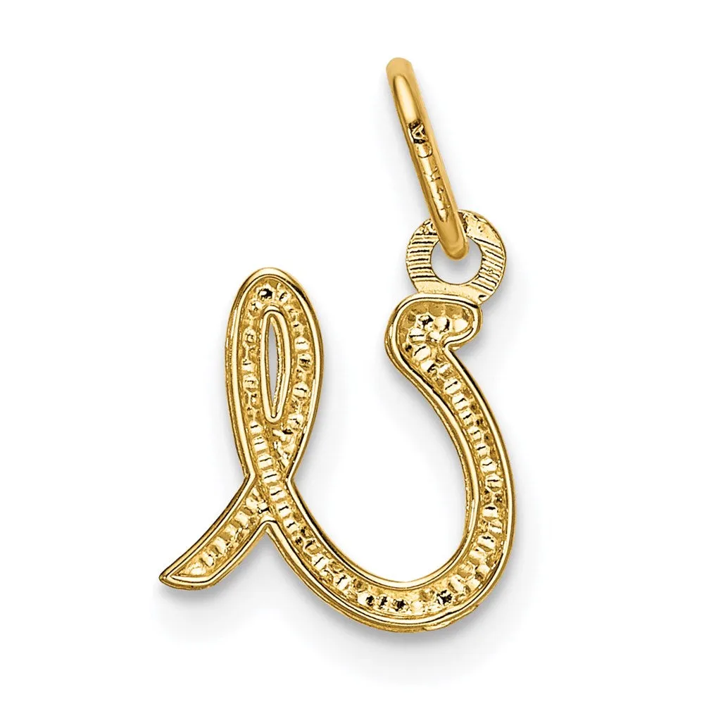 Gold Lowercase Initial "u" Pendant Model-YC1060