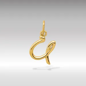 Gold Lowercase Initial "u" Pendant Model-YC1060