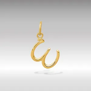 Gold Lowercase Initial "w" Pendant Model-YC1060