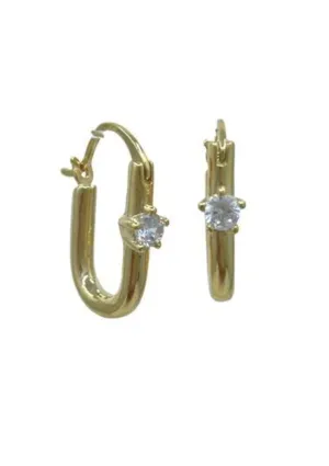Gold Oval Hoops with CZ Star