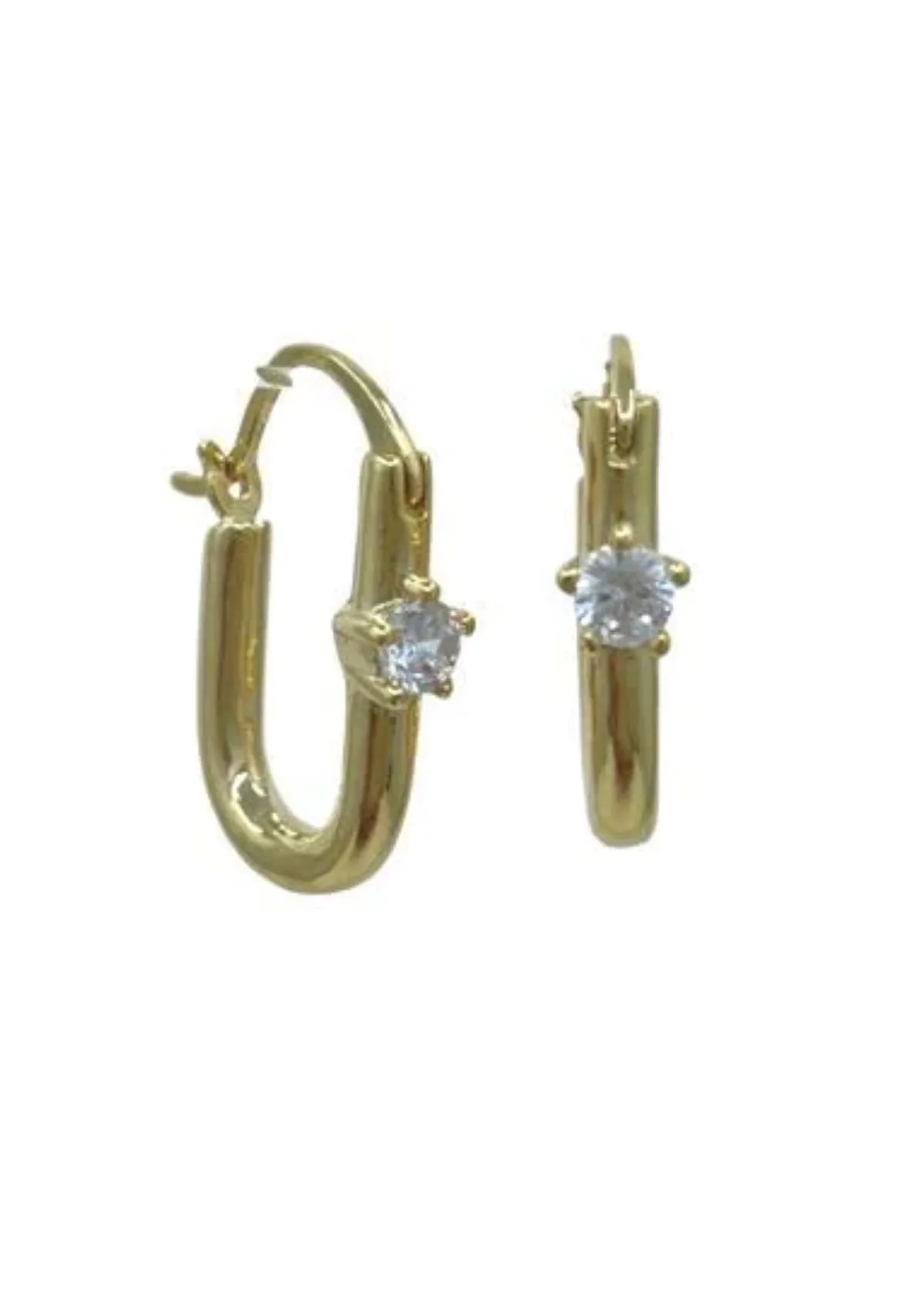 Gold Oval Hoops with CZ Star