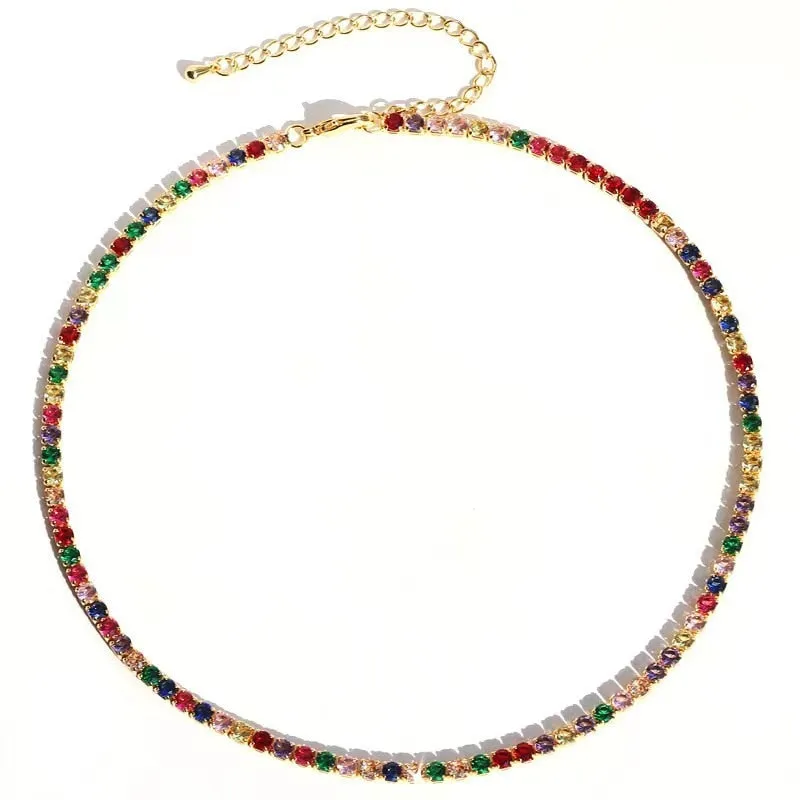 Gold Plated Charming Full Rhinestone  Short Neckalce For Women