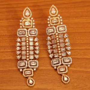 GOLD PLATED DIAMOND LOOK FIN E DANGLERS