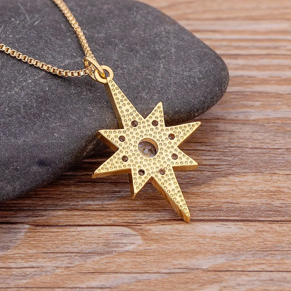 Gold Plated Japanese and Korean Style Eight-pointed Star Pendant