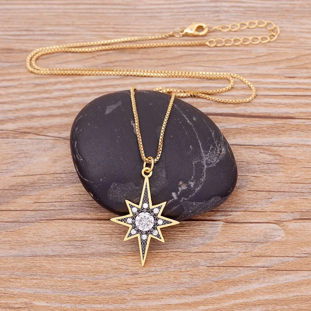 Gold Plated Japanese and Korean Style Eight-pointed Star Pendant