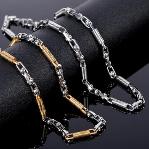 Gold Plated Silver Color Men's Necklaces 5MM Thick Stainless Steel Chain Choker Necklace