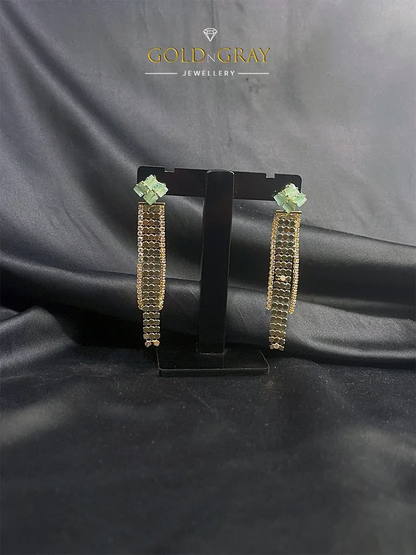 Gold-Tone Chain Earrings with Multicolor Crystal Accents