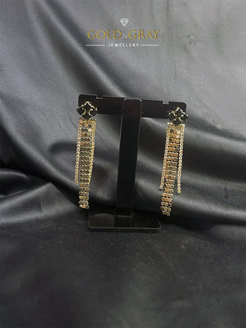 Gold-Tone Chain Earrings with Multicolor Crystal Accents