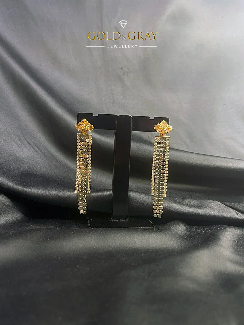 Gold-Tone Chain Earrings with Multicolor Crystal Accents
